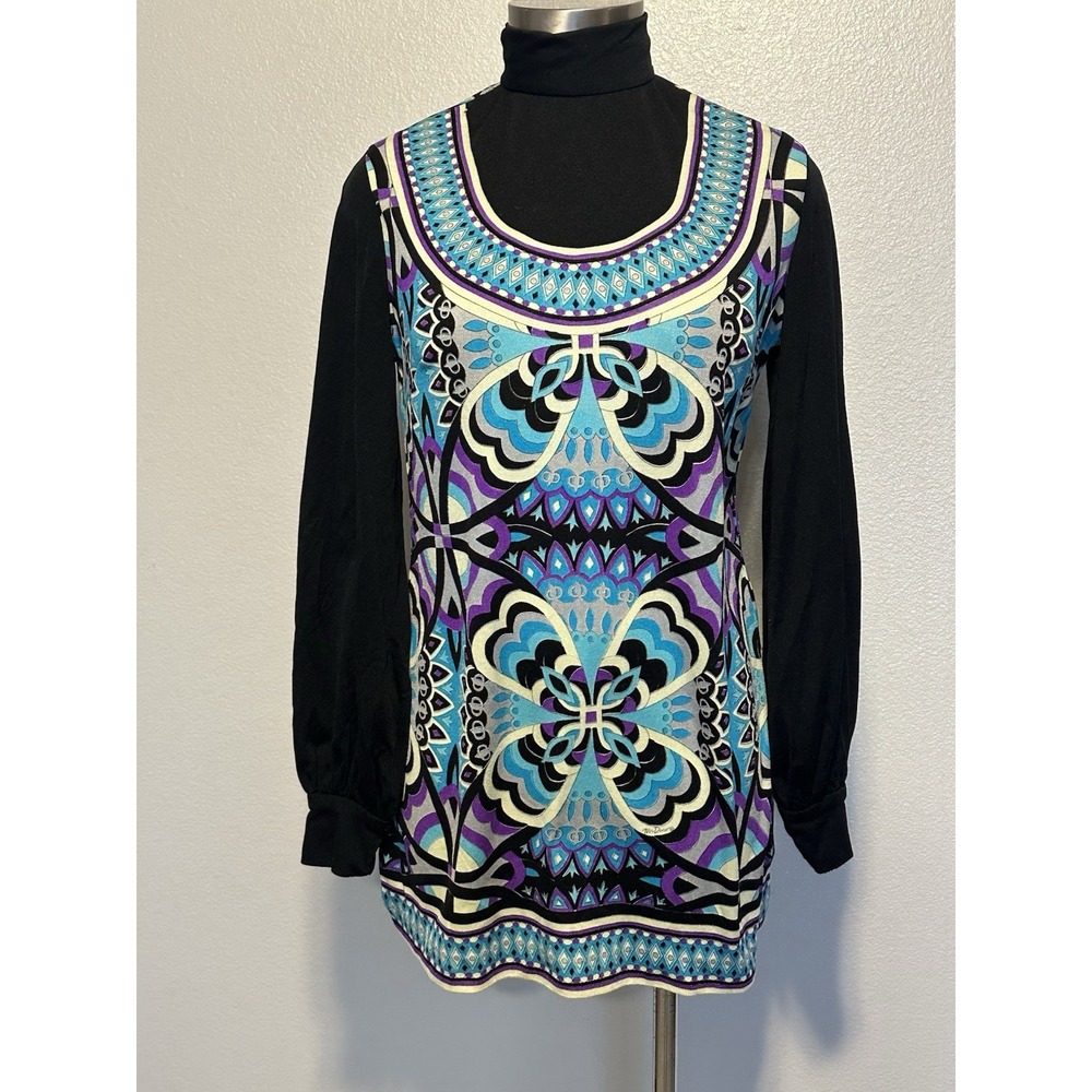 Mr. Dino Vintage 60's MOD Psychedelic Mock Neck Tunic‎ Mini Dress sz.S/M Signed